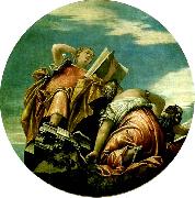 Paolo  Veronese arithmetic, harmony and philosophy oil painting on canvas